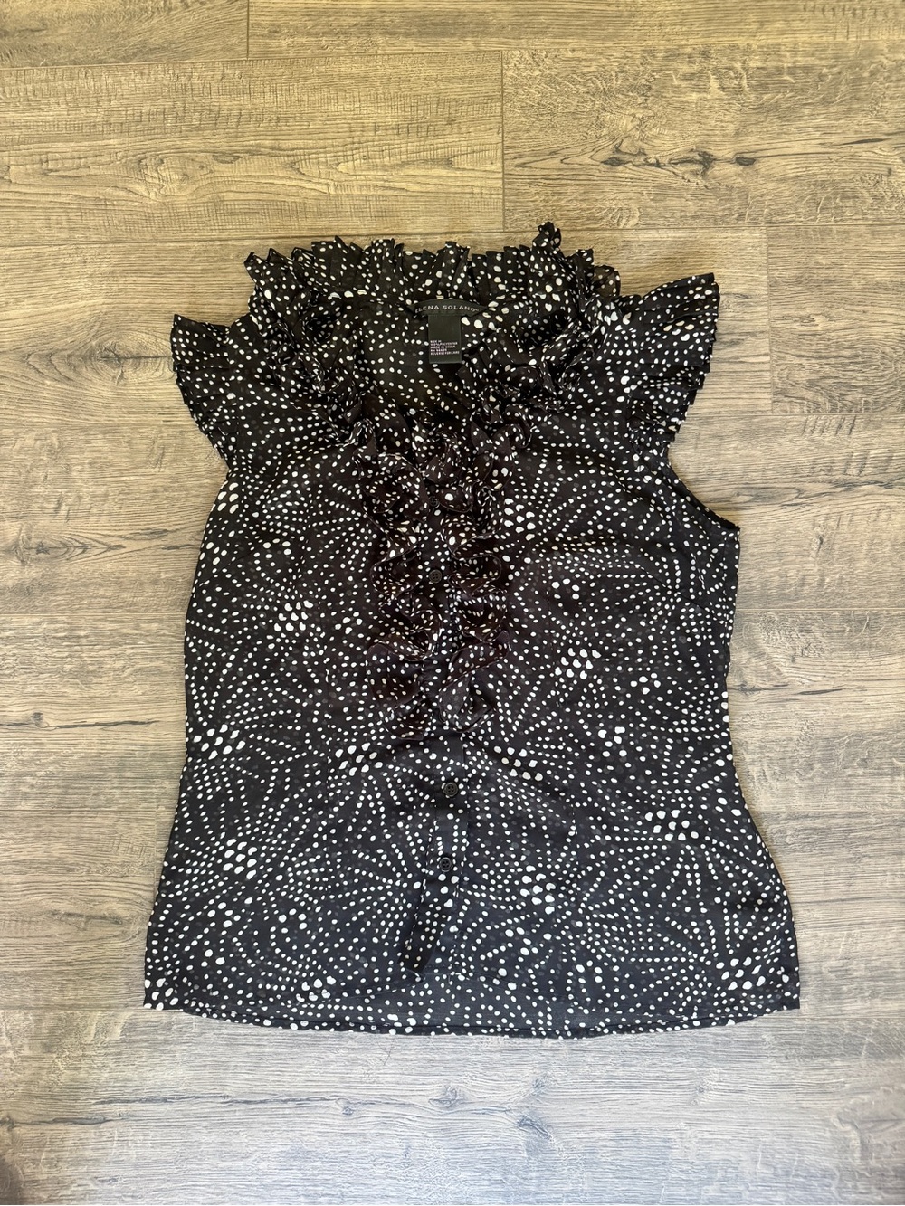 Black Ruffled Dot Cap-Sleeve Blouse - Women Tops - Picture 2 of 5